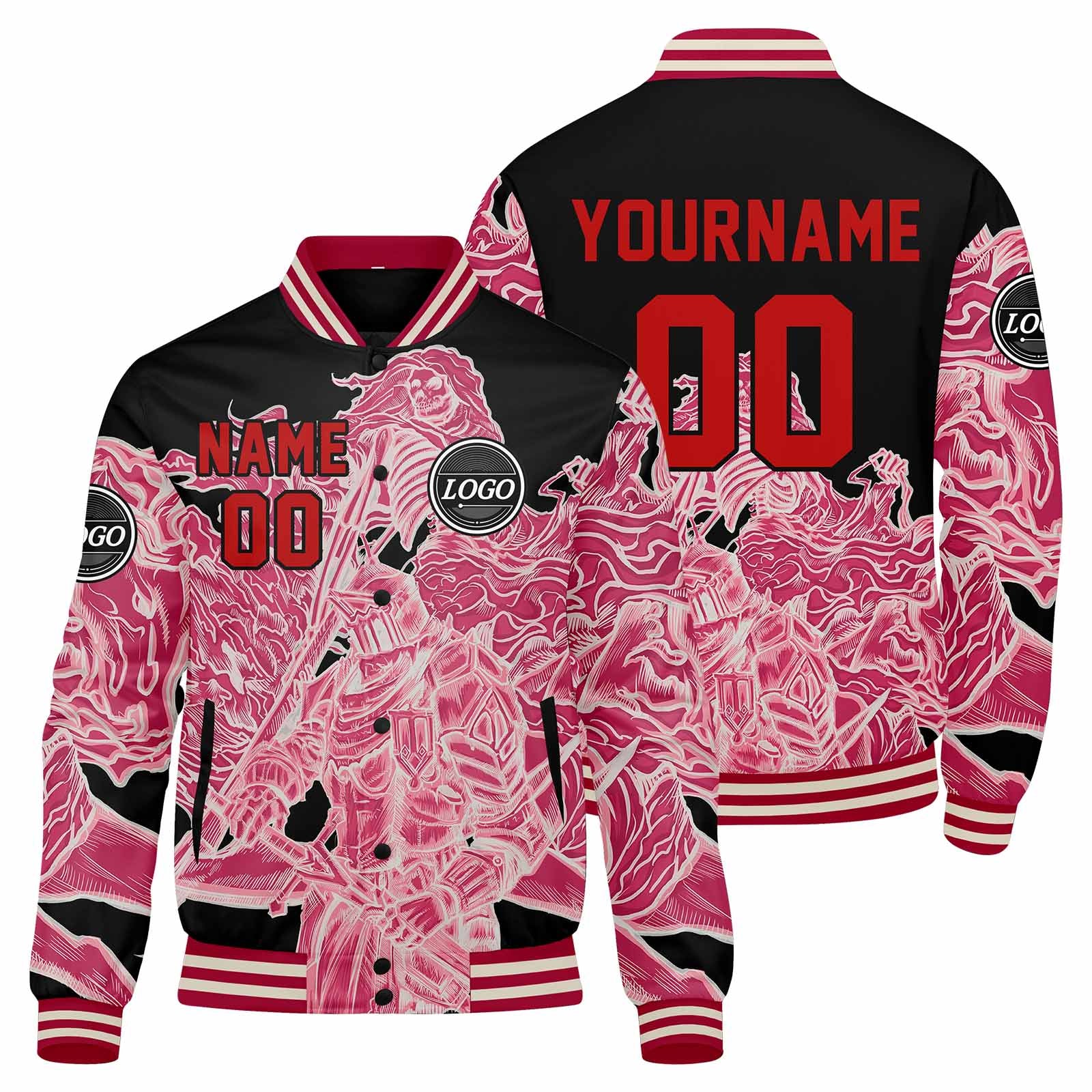 Chaqueta universitaria personalizada estilo Letterman para hombres-mujeres y jóvenes-color rosa