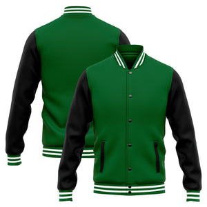 Chaqueta universitaria personalizada estilo Letterman para hombres-mujeres y jóvenes-color verde y negro