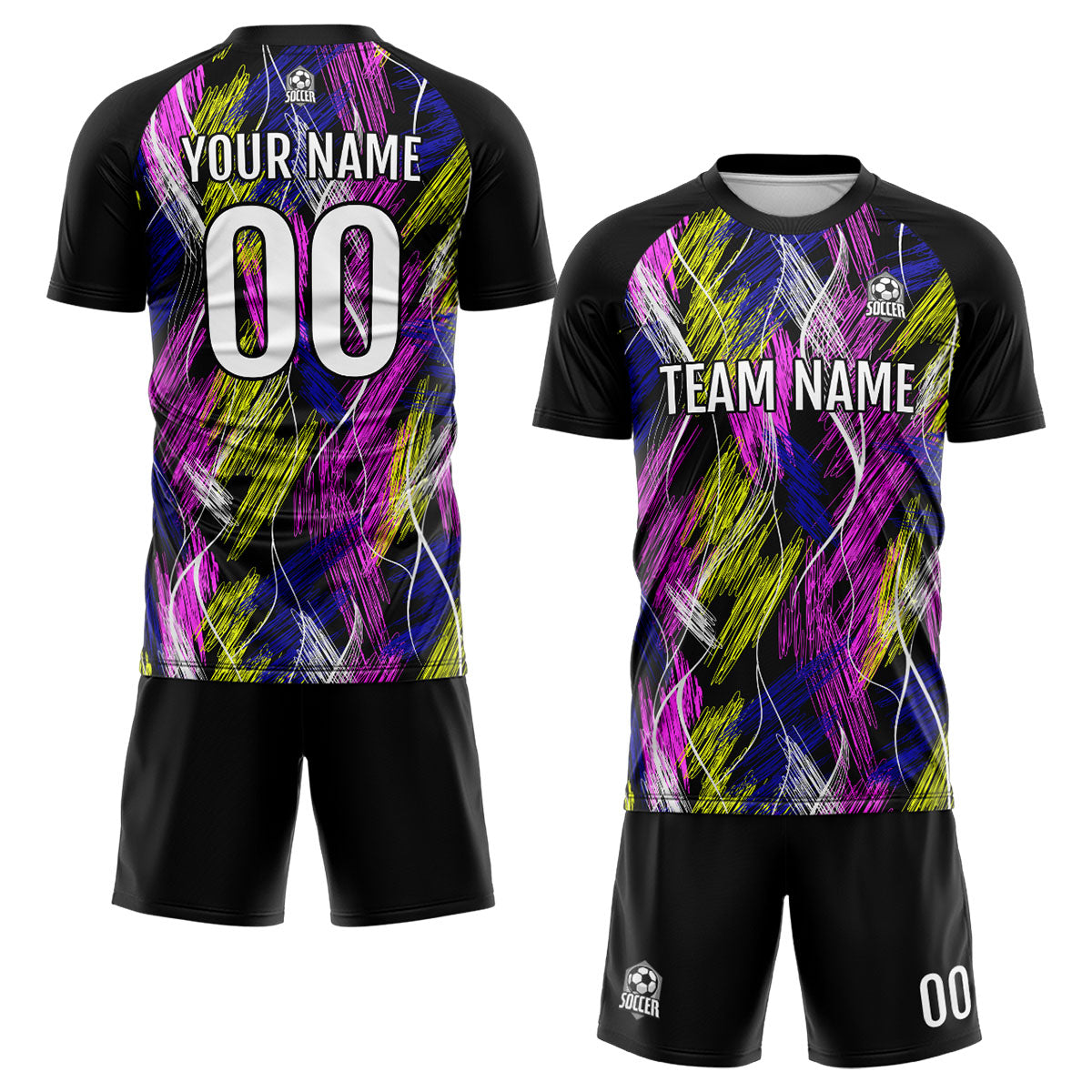 Conjunto personalizado de camiseta de uniforme negra y rosa para niños y adultos