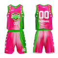 Uniforme de baloncesto personalizado Rainbow Rose Green con tu logotipo-nombre y número impresos