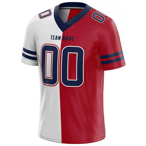custom authentic split fashion football jersey navy-white-red mesh