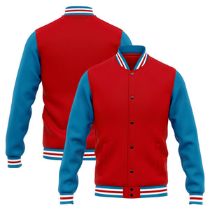 Chaqueta universitaria personalizada estilo Letterman para hombres-mujeres y jóvenes-color azul y rojo