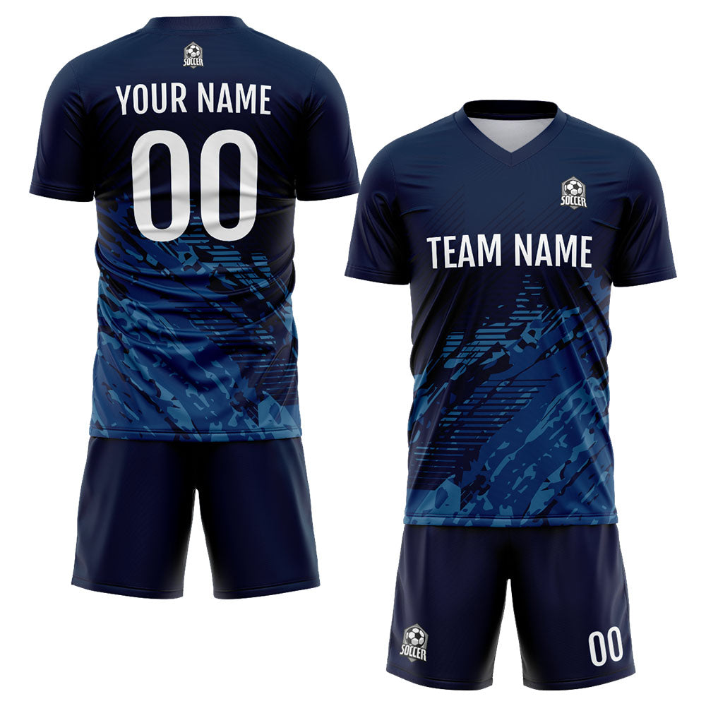 Uniforme de fútbol personalizado para niños y adultos & conjunto personalizado & color azul marino