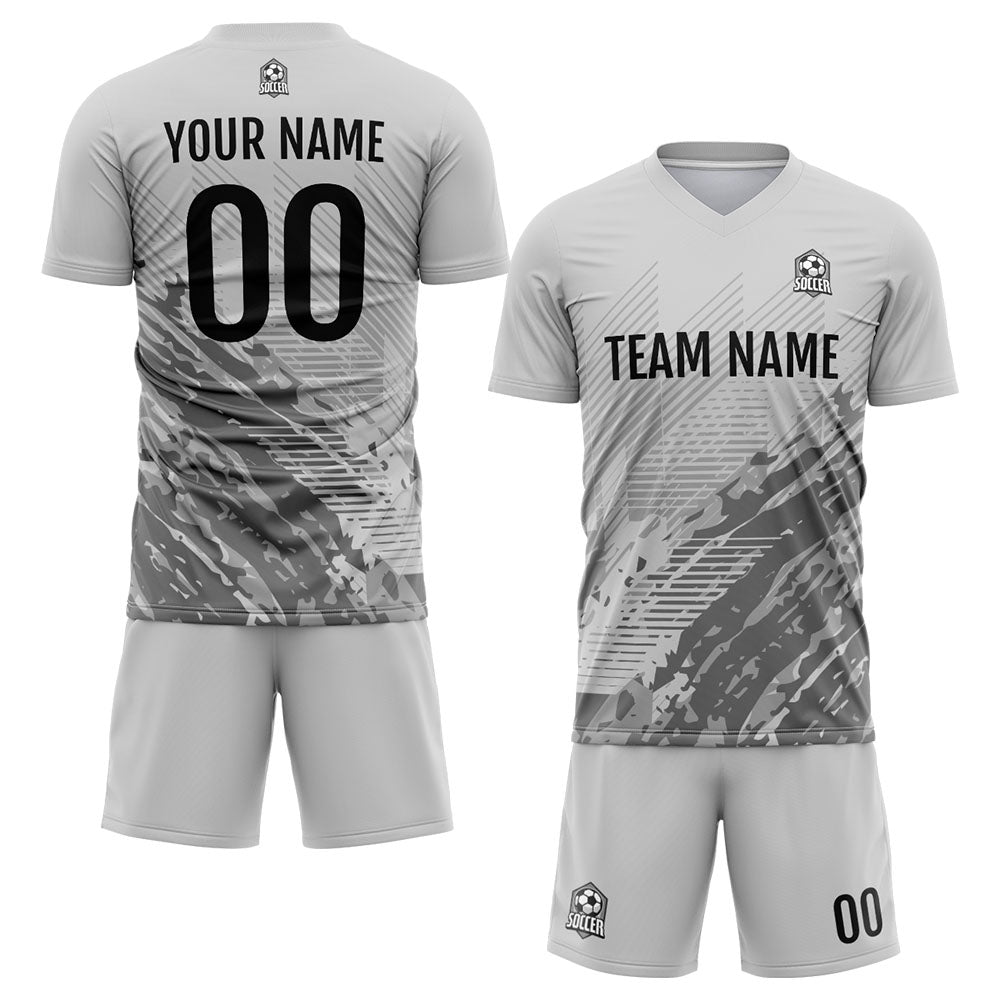 Conjunto personalizado de uniforme de fútbol para niños y adultos & camiseta gris