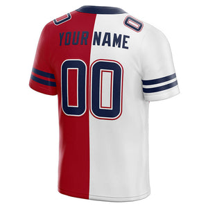 custom authentic split fashion football jersey navy-white-red mesh