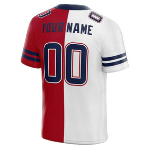 custom authentic split fashion football jersey red-white-navy mesh
