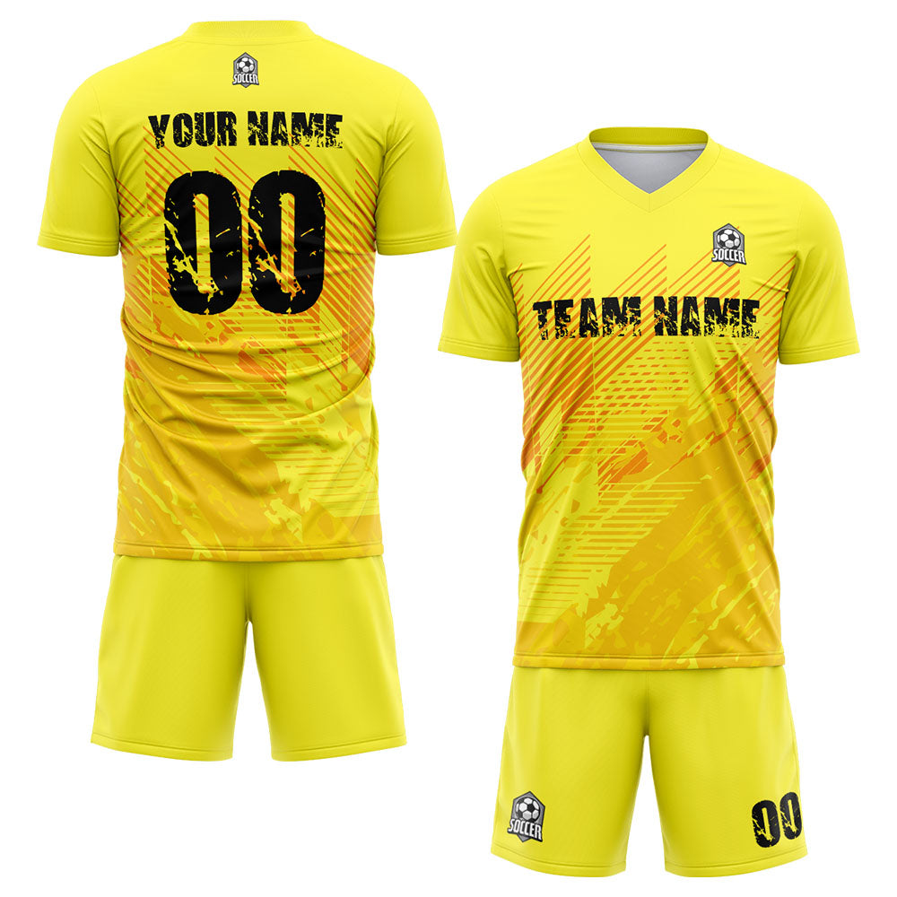 custom soccer set jersey kids adults personalized soccer yellow