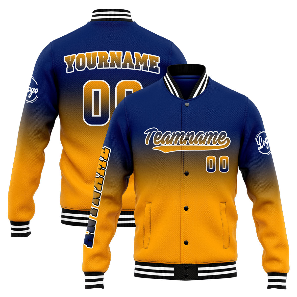 Chaqueta universitaria personalizada estilo Letterman para hombres-mujeres y jóvenes-color azul marino y naranja