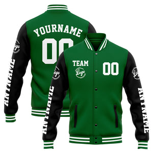 Chaqueta universitaria personalizada estilo Letterman para hombres-mujeres y jóvenes-color verde y negro