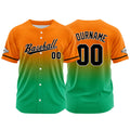 Dise?o personalizado de camiseta de béisbol con estampado completo en naranja y verde
