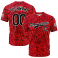 Camiseta de béisbol roja con dise?o personalizado estampado a todo color