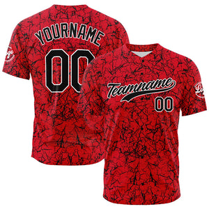 Camiseta de béisbol roja con dise?o personalizado estampado a todo color