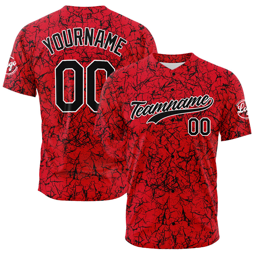 Camiseta de béisbol roja con dise?o personalizado estampado a todo color