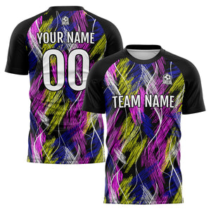 Conjunto personalizado de camiseta de uniforme negra y rosa para niños y adultos