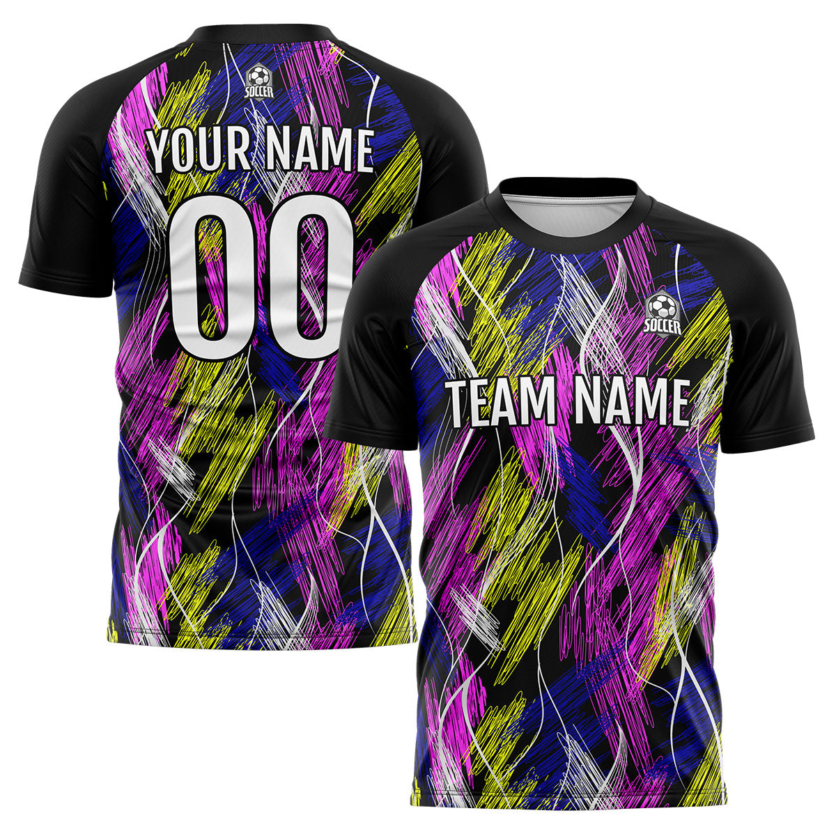 Conjunto personalizado de camiseta de uniforme negra y rosa para niños y adultos