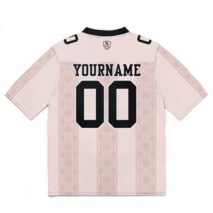Camiseta de fútbol personalizada con franja estampada con el nombre y el número del equipo -Rosa claro