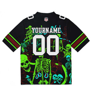 Camiseta de fútbol personalizada con nombre y número del equipo bordados y estampados en verde neón