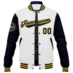 Chaqueta universitaria personalizada estilo Letterman para hombres & mujeres y jóvenes & color azul marino