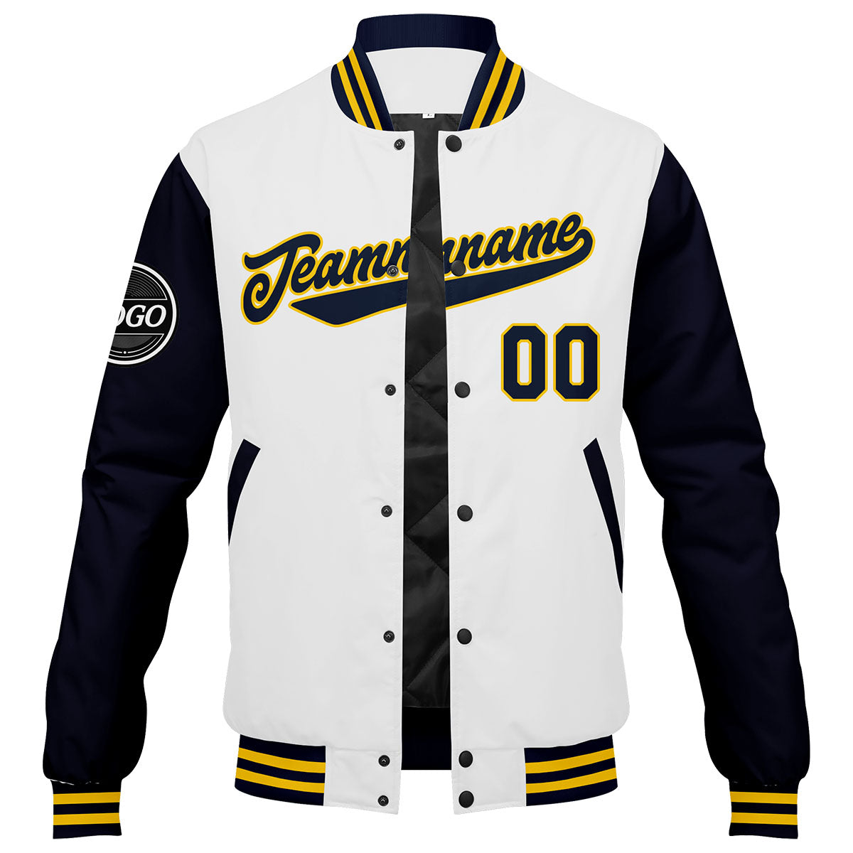 Chaqueta universitaria personalizada estilo Letterman para hombres & mujeres y jóvenes & color azul marino
