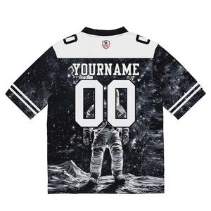 Camiseta de fútbol personalizada con nombre y número del equipo impresos y bordados-en blanco y negro