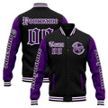 Chaqueta universitaria personalizada estilo Letterman para hombres-mujeres y jóvenes-color morado y negro