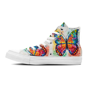 Ballet de Mariposas: Zapatillas de lona unisex de media caña -Baila a través de un jardín artístico con estampados de mariposas caprichosas para hombres y mujeres