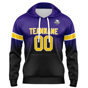 Sudadera con capucha degradada personalizada para hombre-mujer-niña o niño Estampa tu logotipo-nombre y número en morado y negro