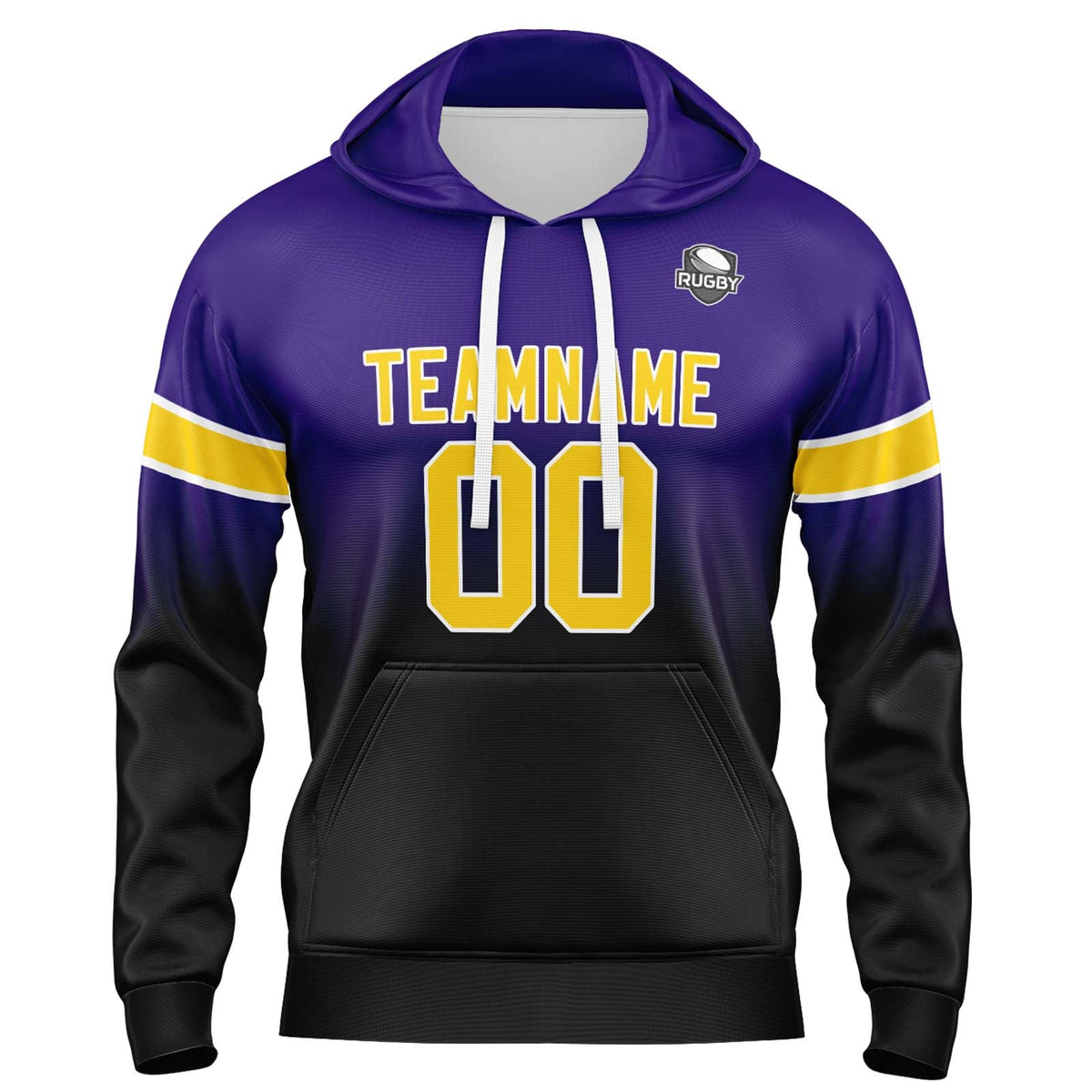 Sudadera con capucha degradada personalizada para hombre-mujer-niña o niño Estampa tu logotipo-nombre y número en morado y negro