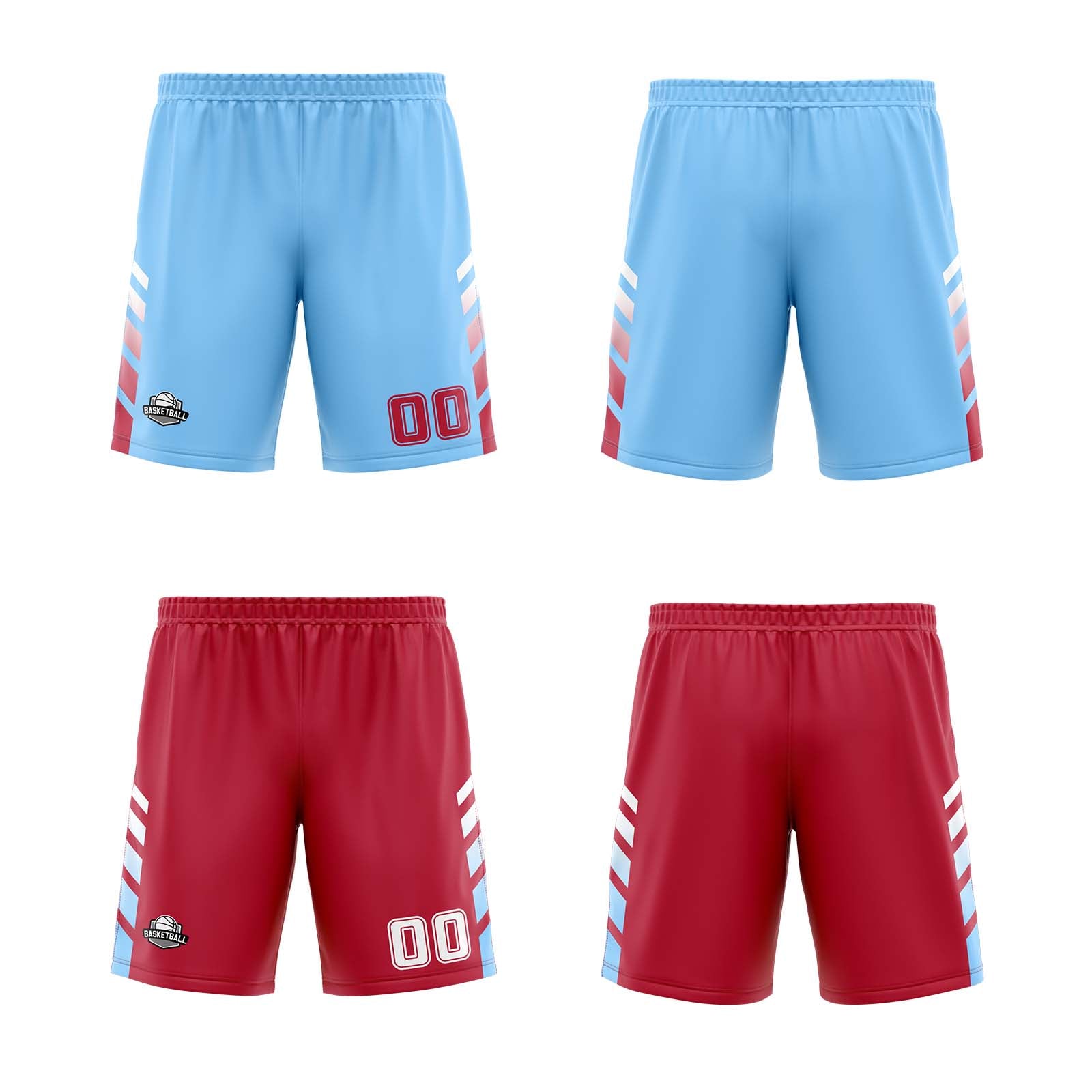 Traje de baloncesto reversible azul claro y blanco personalizado para adultos y niños