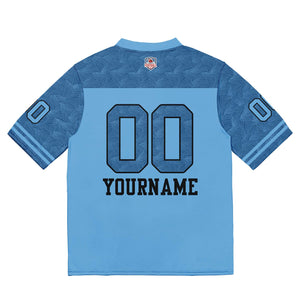 Camiseta de fútbol personalizada con nombre y número del equipo impresos y bordados-color azul claro