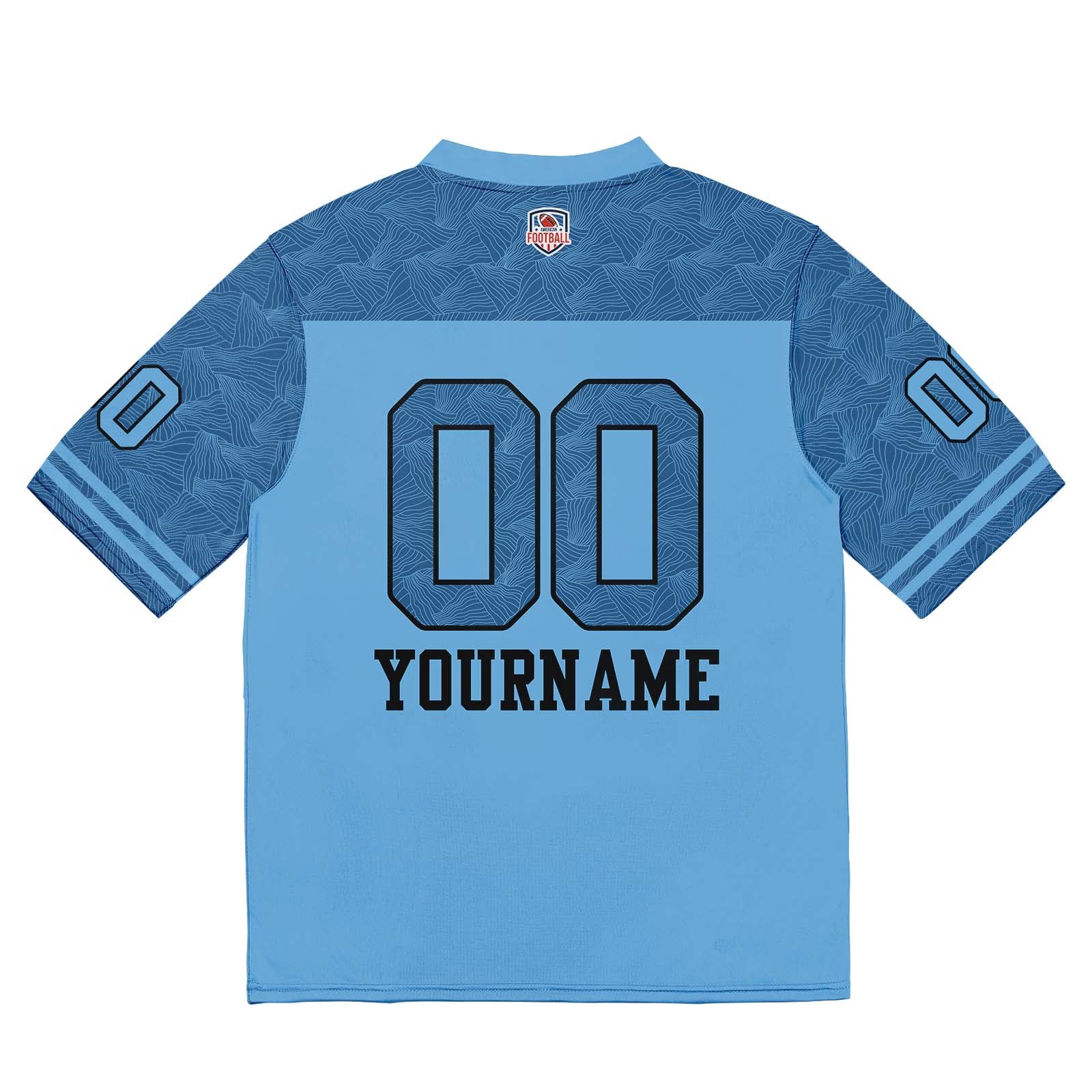 Camiseta de fútbol personalizada con nombre y número del equipo impresos y bordados-color azul claro
