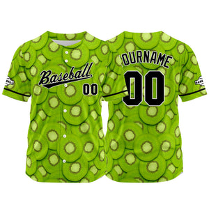 Camiseta de béisbol verde con dise?o personalizado estampado a todo color