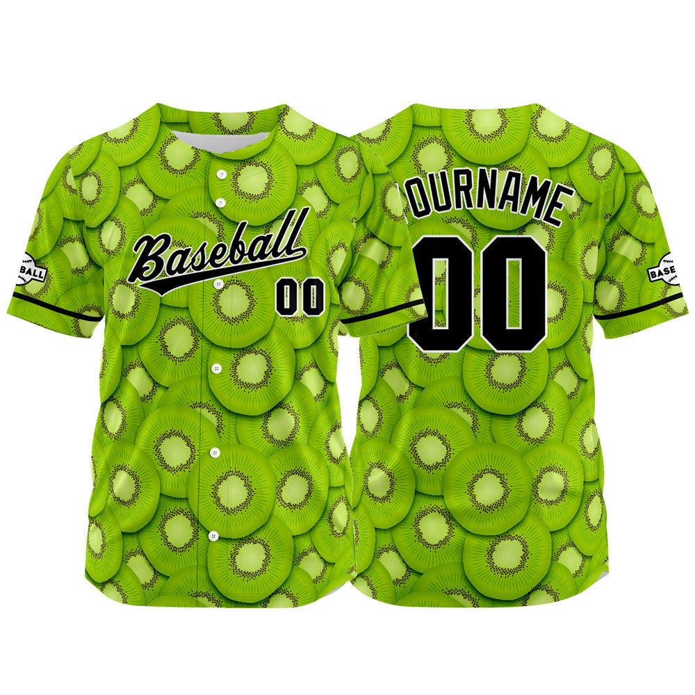 Camiseta de béisbol verde con dise?o personalizado estampado a todo color