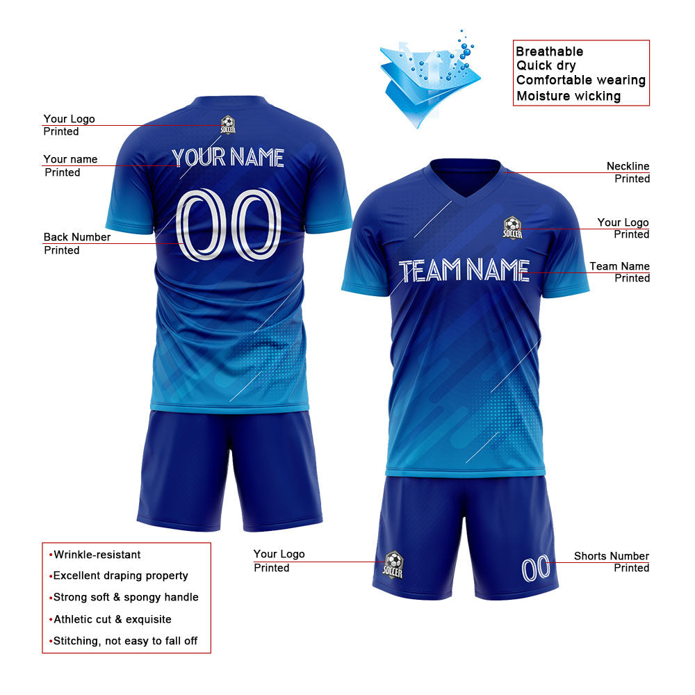 custom soccer uniform jersey kids adults personalized set jersey shirt blue