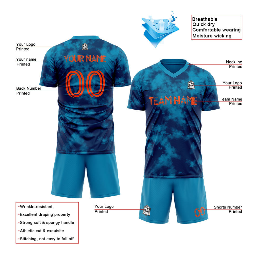 custom soccer uniform jersey kids adults personalized set jersey shirt blue