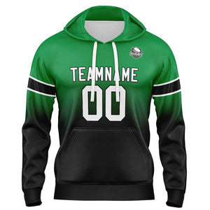 Sudadera con capucha personalizada con degradado para hombre-mujer-niña o niño Estampa tu logotipo-nombre y número en verde y negro