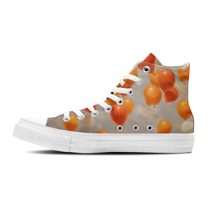 Balloon Bash: Zapatillas de lona de media caña para hombre y mujer -Eleva tu estilo con estas zapatillas de lona de caña media que presentan el encanto divertido del arte de los globos de lunares