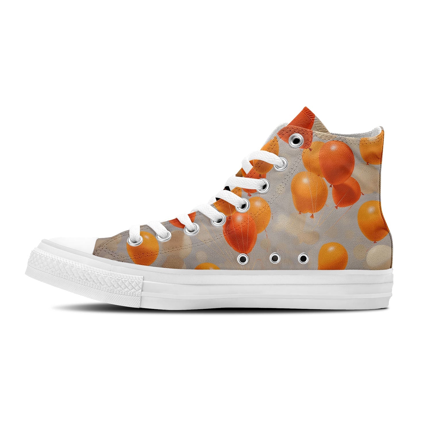 Balloon Bash: Zapatillas de lona de media caña para hombre y mujer -Eleva tu estilo con estas zapatillas de lona de caña media que presentan el encanto divertido del arte de los globos de lunares