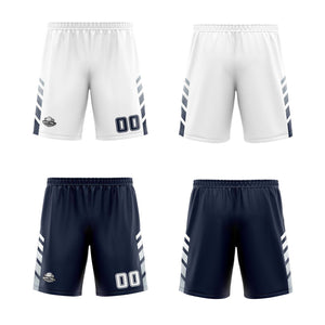 Traje de baloncesto reversible personalizado blanco-azul marino y gris para adultos y niños