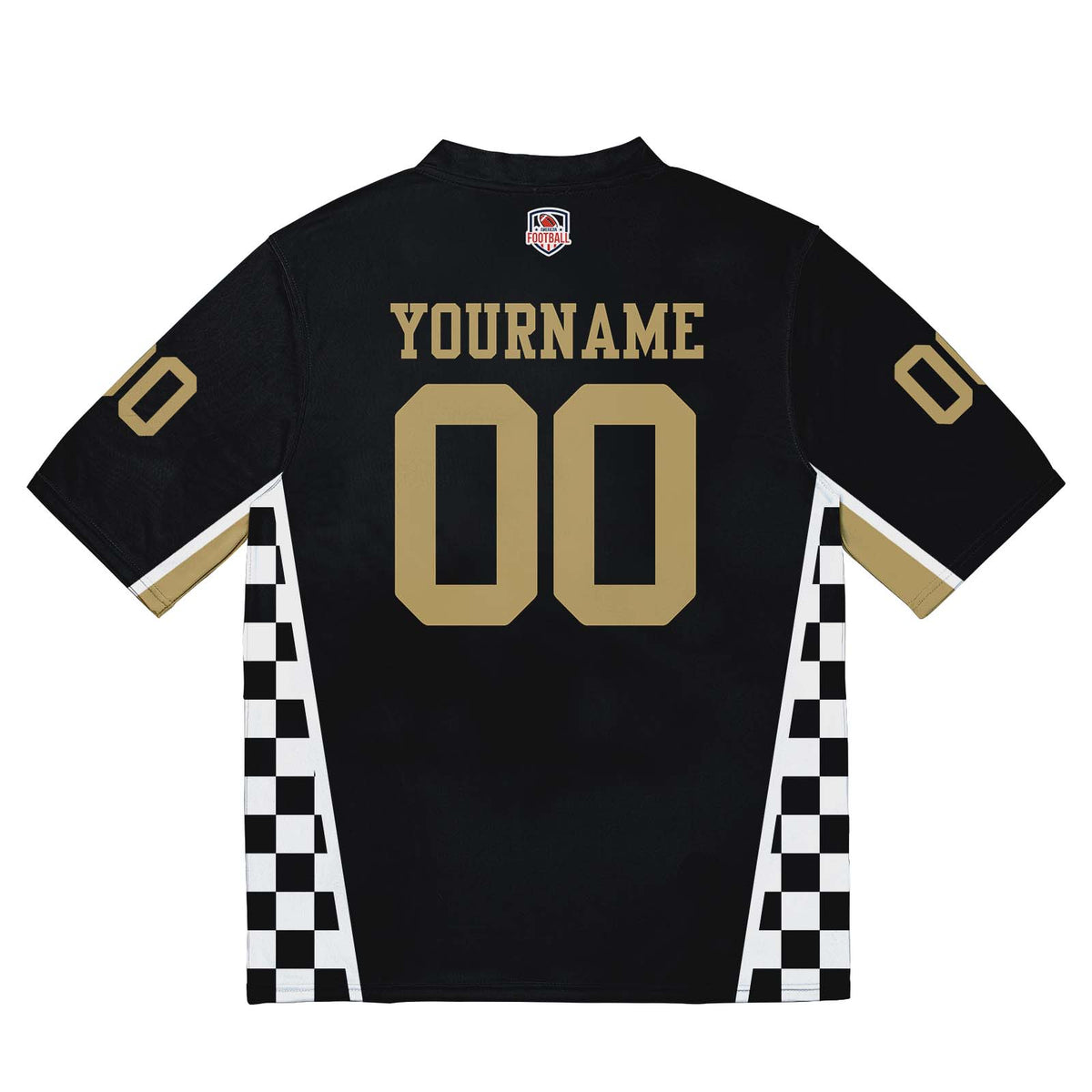 Camiseta de fútbol personalizada con nombre y número del equipo bordados y estampados en blanco y negro