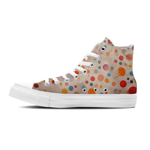 Vivid Circles Elegance: Zapatillas unisex de lona de media caña: luce un estilo impecable con estas zapatillas de gran calidad para hombre y mujer