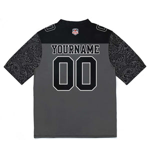 Camiseta de fútbol personalizada con nombre y número del equipo impresos y bordados-color negro y gris