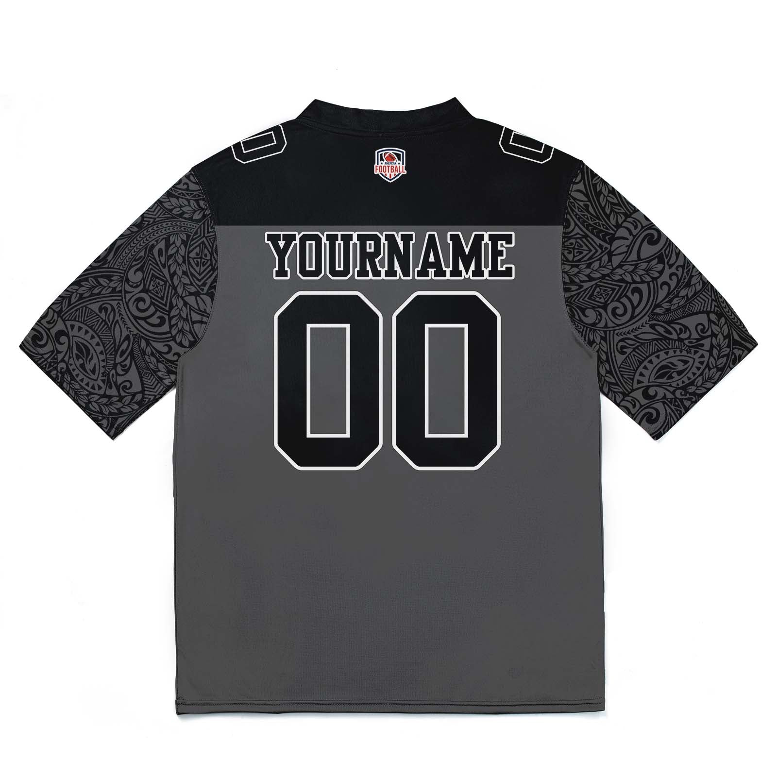 Camiseta de fútbol personalizada con nombre y número del equipo impresos y bordados-color negro y gris