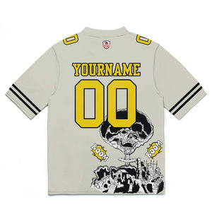 Camiseta de fútbol personalizada con nombre y número del equipo bordados-color gris arroz