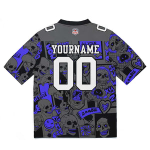 Camiseta de fútbol personalizada con nombre y número del equipo impresos y bordados-color azul