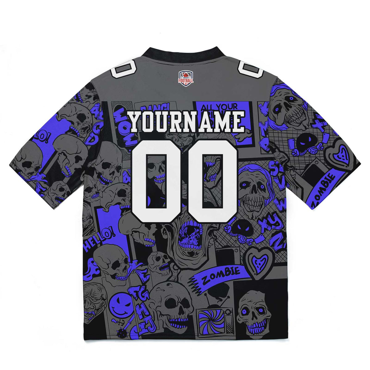 Camiseta de fútbol personalizada con nombre y número del equipo impresos y bordados-color azul