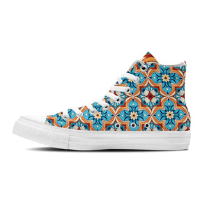 Tapiz de la naturaleza: Envuelve tus pies en el encanto de los azules marroquíes con nuestros exquisitos zapatos de lona