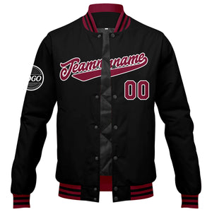 Chaqueta universitaria personalizada estilo Letterman para hombres-mujeres y jóvenes-color carmesí y negro