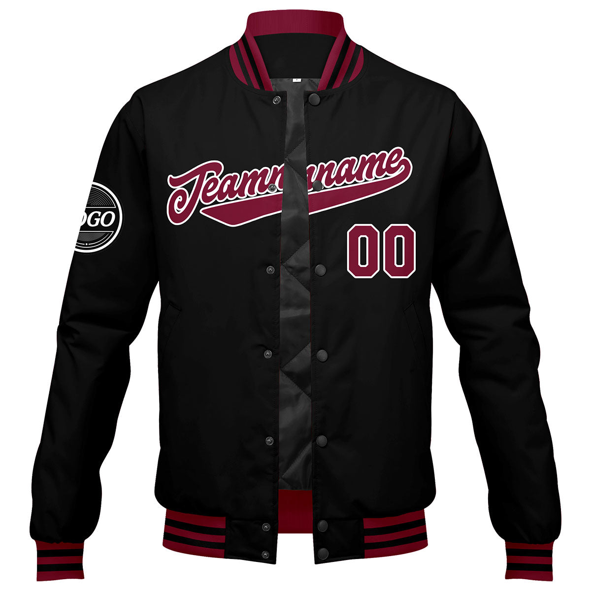 Chaqueta universitaria personalizada estilo Letterman para hombres-mujeres y jóvenes-color carmesí y negro
