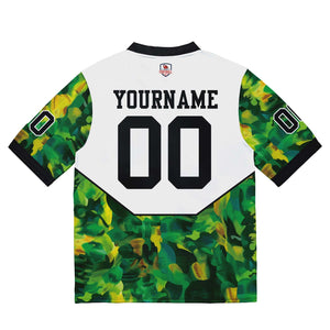 Camiseta de fútbol personalizada con nombre y número del equipo impresos y bordados-color blanco y verde